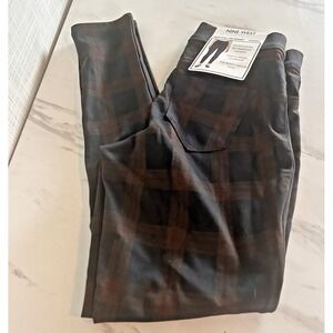 Nine West Ladies Heidi Pull On Skinny Pant XS Black Orange Muted Plaid New! BxFF